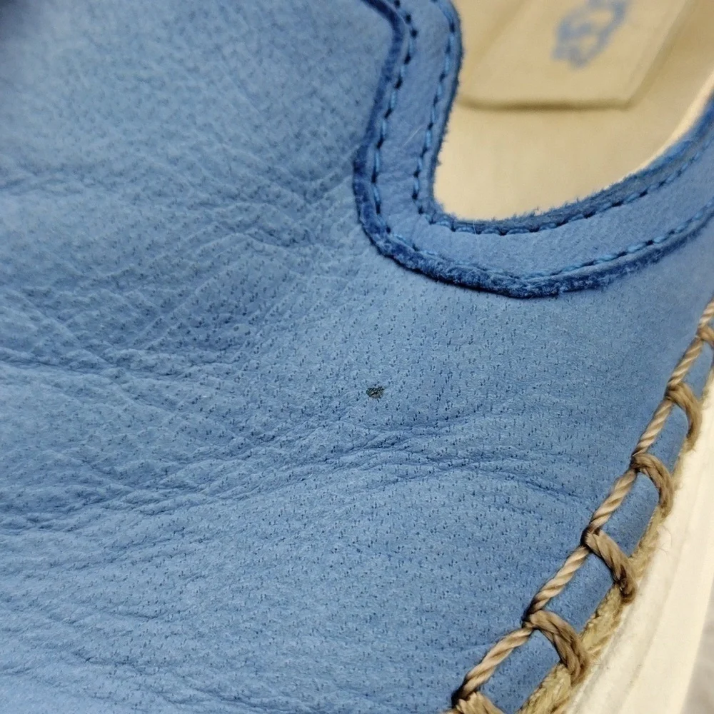 Ugg Australia Caleel Blue Leather Upper Round Toe Espadrille Slip On Mule Shoe - Picture 14 of 16